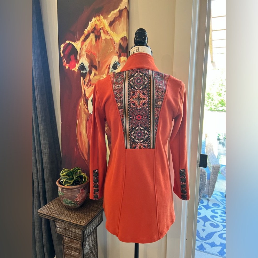 Soft Surroundings Nuance Orange Jacket with Tapestry Accent and Filigree Button - Picture 4 of 16
